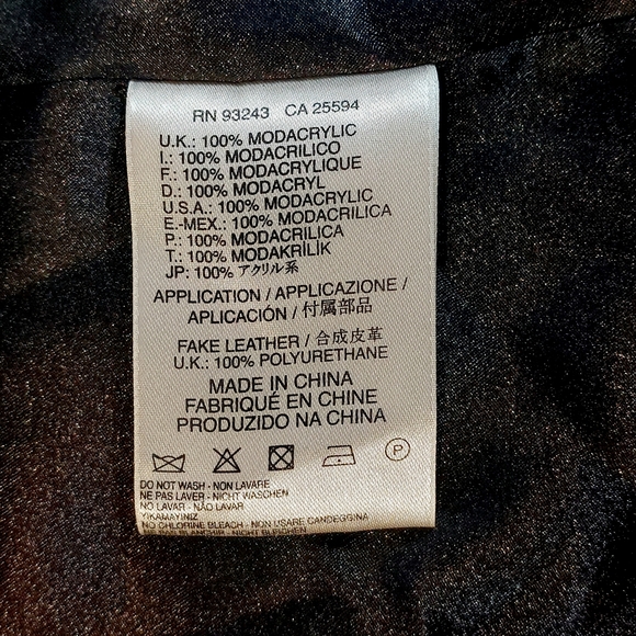 Diesel burgundy, black & tan faux fur vest, S, EUC - Picture 8 of 8